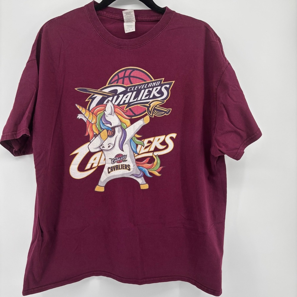 Cleveland Cavaliers Mens XL Maroon Dabbing Unicorn Graphic T-Shirt Gildan Cotton